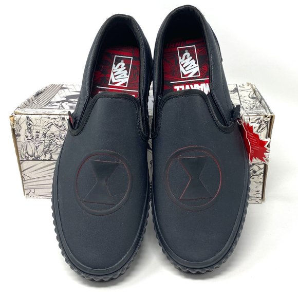 VANS Women VN0A38F7U7K Marvel Classic Slip On Black Widow Canvas Low Top Sneaker - Picture 3 of 11